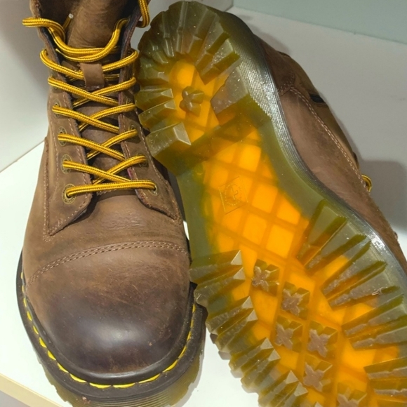 RARE Dr. Doc Martens JUSTYNA 10-Eye Crazy Horse Leather Boots Zipper 8 US Brown - Picture 9 of 16